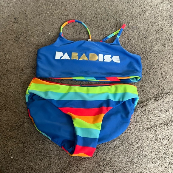 Girls two piece L 10/12 swimsuit - Picture 3 of 5